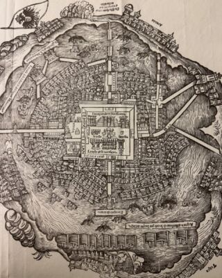 In case you didn’t know, the library also has an uncolored version of one of the very first maps of Tenochtitlán or so-called “Mexico City” from 1524 too! The library is known to have one of two color versions that exist in the world, but there’s also this one.